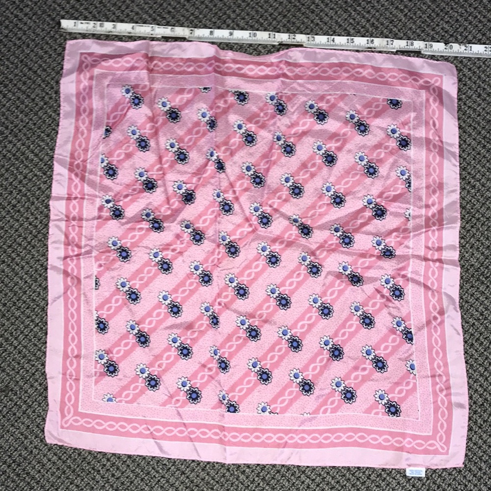 Pink Floral Silk-Feel Square Scarf